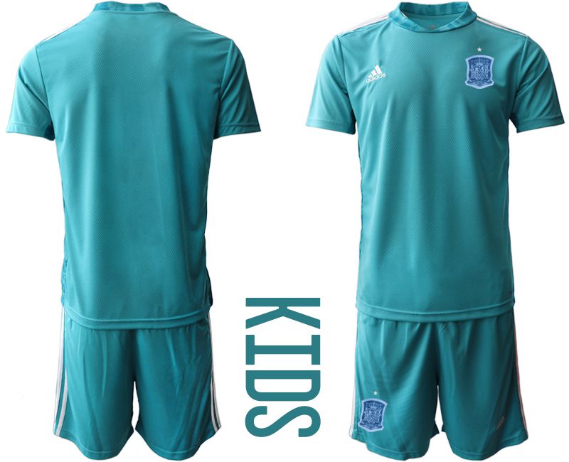 Youth 2021 World Cup National Spain lake blue goalkeeper Soccer Jerseys